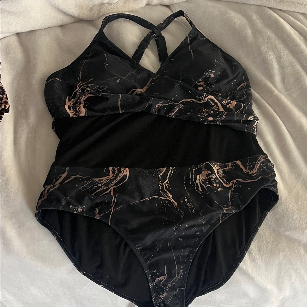 Stylish Black and Gold  One Piece Swimsuit